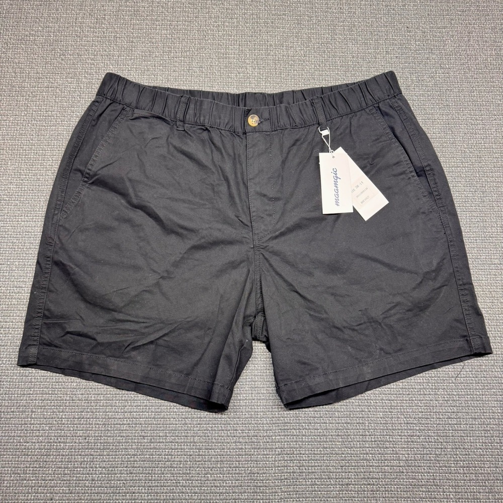 Maamgic Mens Black Casual Elastic Waist Chino Shorts Size 38 RHF1027 NWT